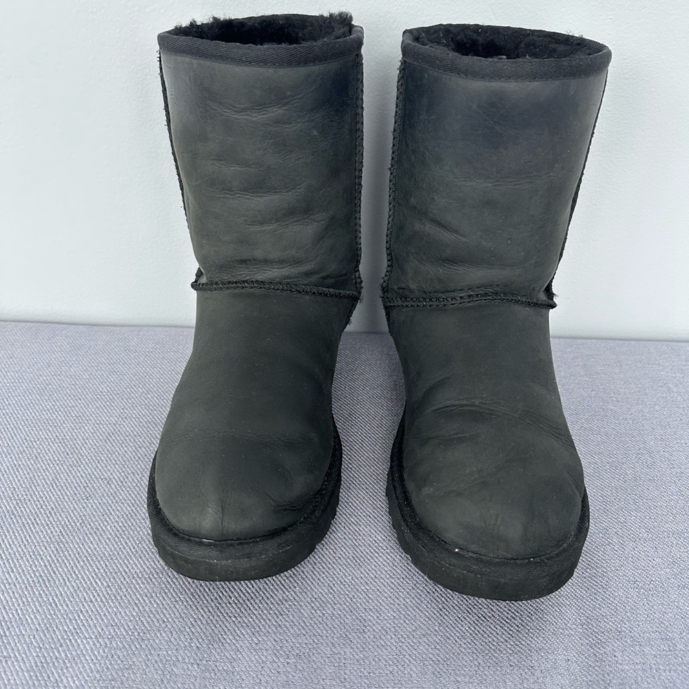 Ugg Black Shearling Lined Leather Boots